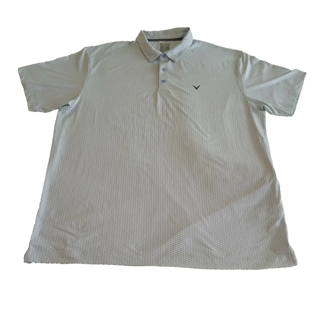 Callaway Polo Shirt Men's XXL White Geometric Performance Golf Opti-dri Stretch - Picture 1 of 12